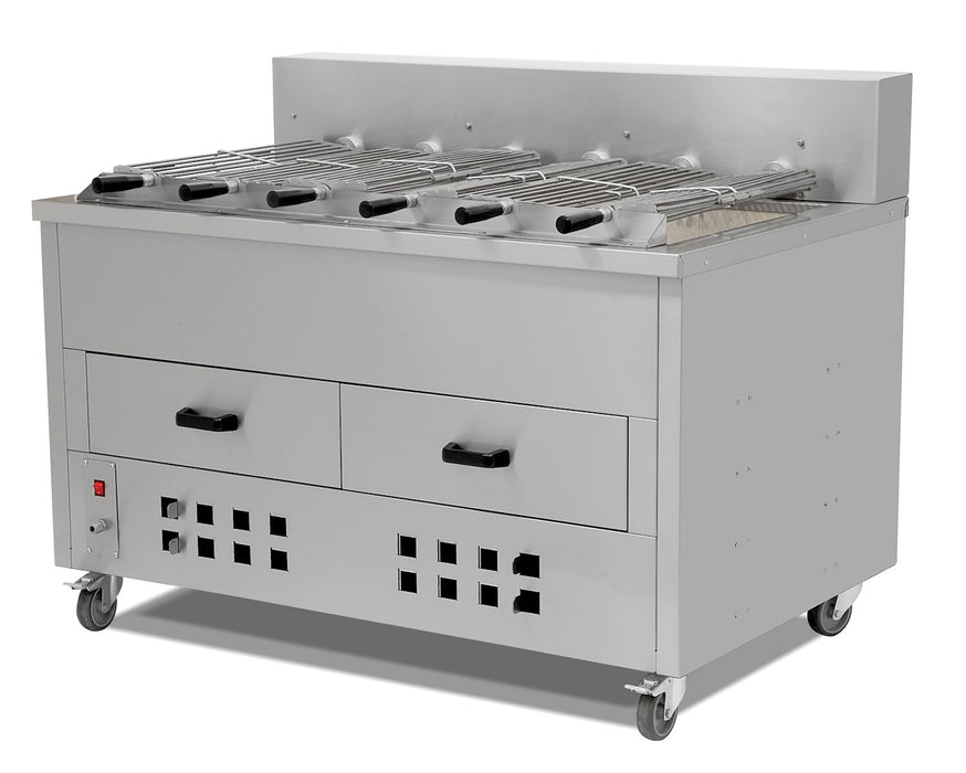 Asador parrilla horizontal de brasa de 5 espadas EMP5YI