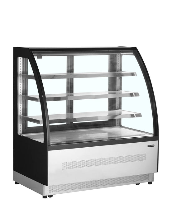 TEFCOLD Vitrina refrigerada cristal curvo ancho 120 cm 3 estantes LPD1200C/BLACK