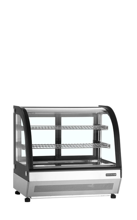 TEFCOLD Vitrina refrigerada sobremostrador cristal curvo ancho 70 cm LCT750C/BLACK