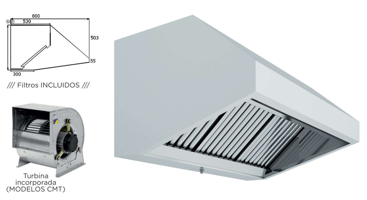 Campana con turbina fondo 800 ancho 200 A20080CMT