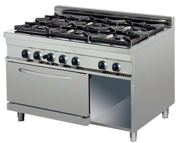 Cocina a gas 6 fuegos con horno ancho 120 fondo 70 GR732