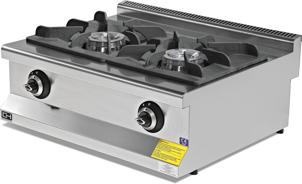 Cocina a gas sobremesa 2 fuegos Gran Potencia 80x60 EMP6KG020-O