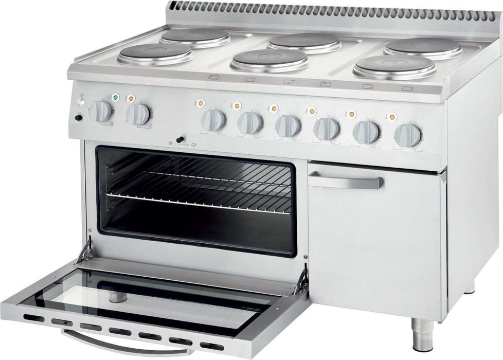 Cocina eléctrica 6 fuegos con horno ancho 120 fondo 70 9717000