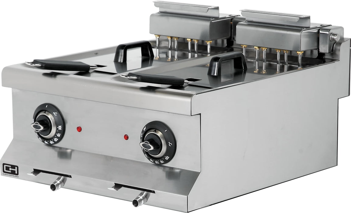 Freidora eléctrica sobremesa 2 cubas 10+10 litros 60x60 EMP6FE020