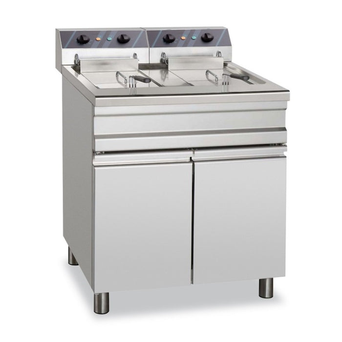 Freidora eléctrica trifásica 2 cubas 14+14 litros con mueble EF12+12S STAND ALONE