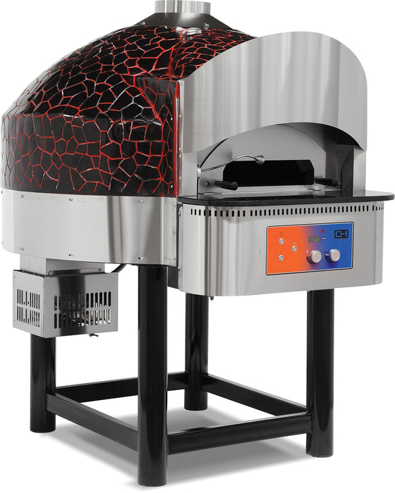 Horno de pizza a gas con base de piedra rotativa 6 pizzas de 30 cm EMPSPO04