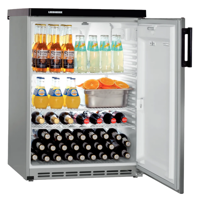 LIEBHERR Refrigerador Inox empotrable bajo encimera con enfriamiento por circulación de aire 171 Litros FKvesf 1805