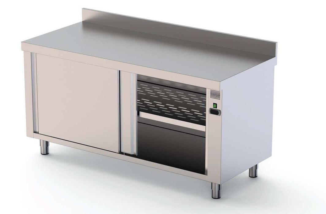 Mesa Caliente Acero Inoxidable Mural Fondo 600 Con Puerta Corredera a 1 Cara 1200x600x850h mm HFTW160120SD