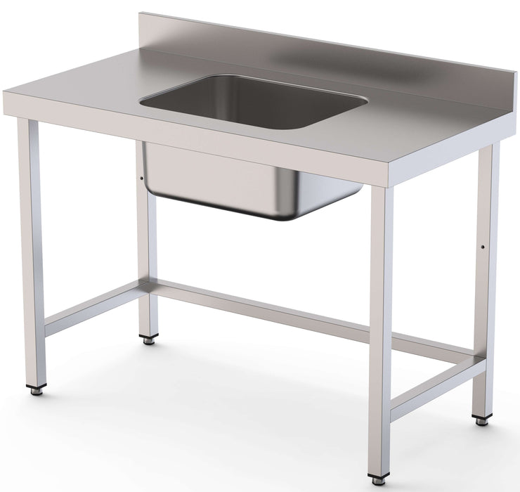 Mesa de Trabajo Acero Inoxidable Mural Sin Estante y Con Cubeta Central 2000x600x850h mm  WTW16020CB0
