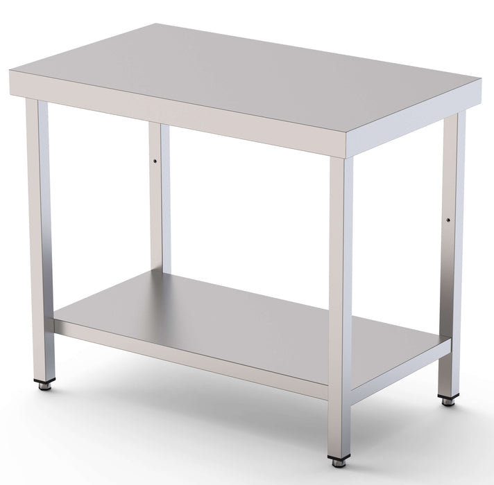 Mesa de Trabajo inoxidable Central Con Estante 1700x800x850h mm WTC180170S1