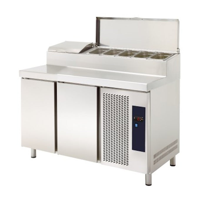 Mesa refrigerada 2 puertas con vitrina ingredientes ancho 135 MRP-135E