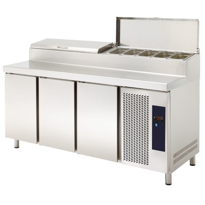 Mesa refrigerada 3 puertas con vitrina ingredientes ancho 180 MRP-180E