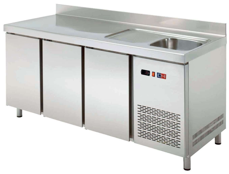 Mesa refrigerada con fregadero 2 puertas ancho 149 fondo 60 MRCH-150F