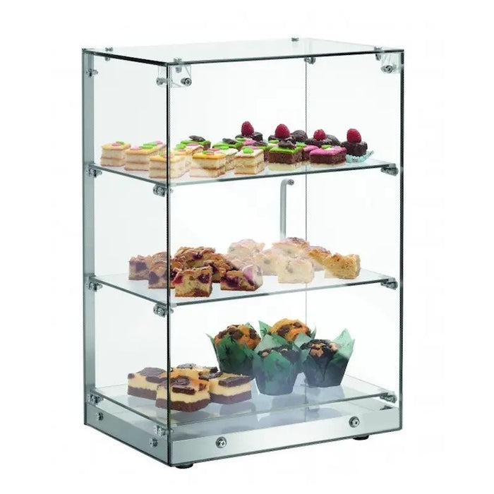 Vitrina expositora neutra 3 pisos base inoxidable ancho 41 XCZ-60L