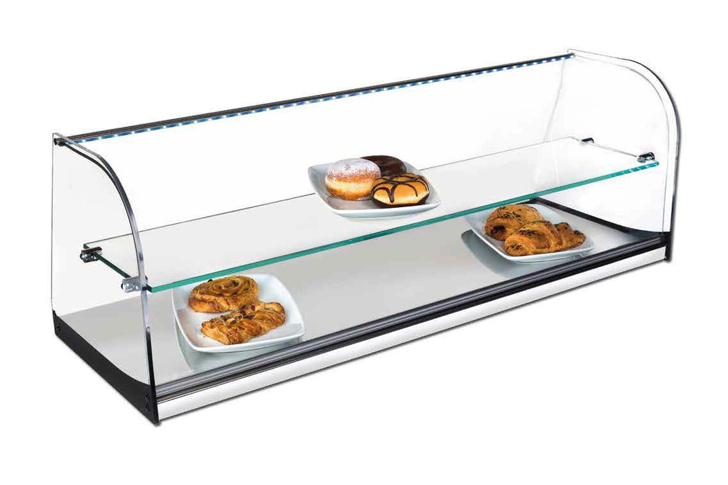 Vitrina expositora neutra dos pisos ancho 120 cm INOX-VCL120