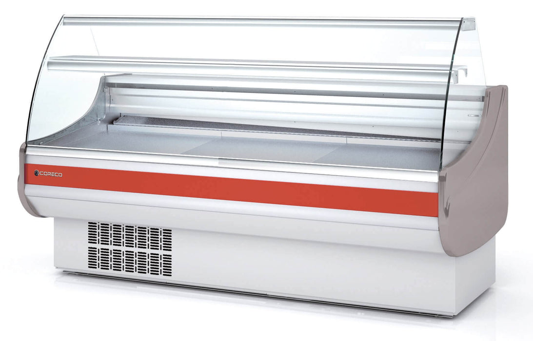 Vitrina refrigeración estática con reserva cristal curvo fondo 80 CORECO CVE-8-C