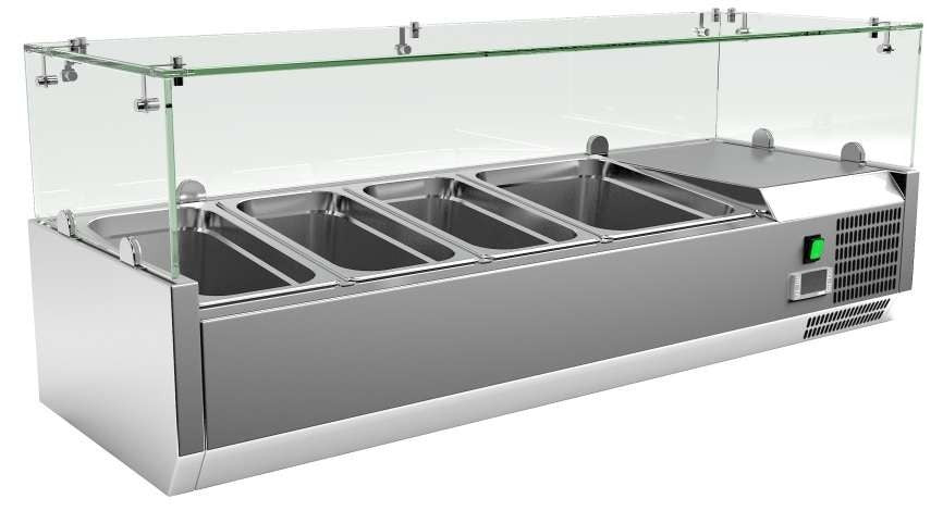 Vitrina refrigerada ingredientes 4 cubetas con cúpula de vídrio ancho 120 VRX1200380FG