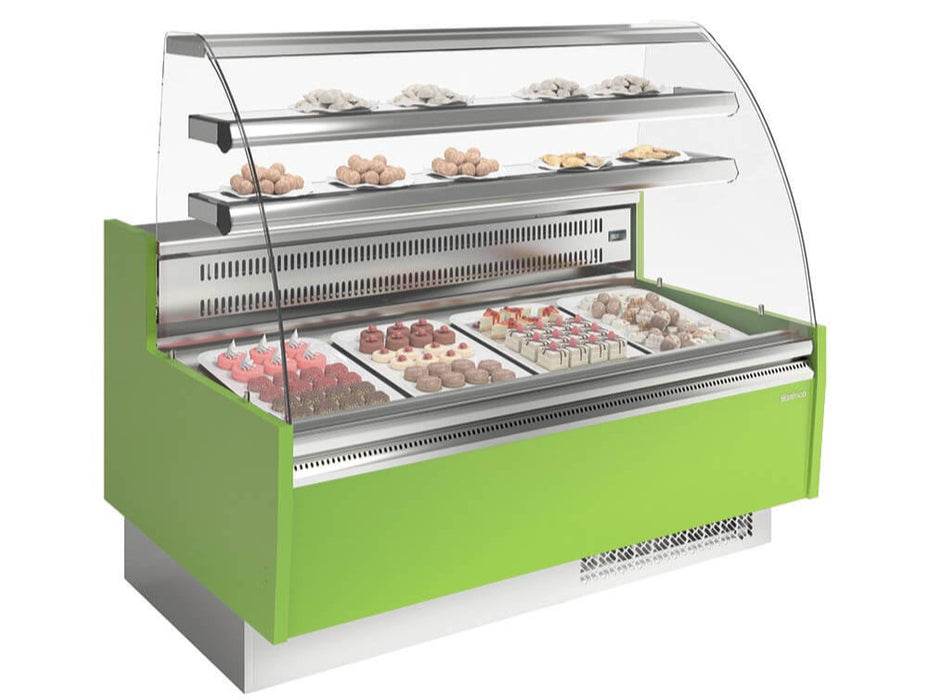 Vitrina pastelera refrigeración ventilada con reserva cristal curvo INFRICO VGL-C Glace