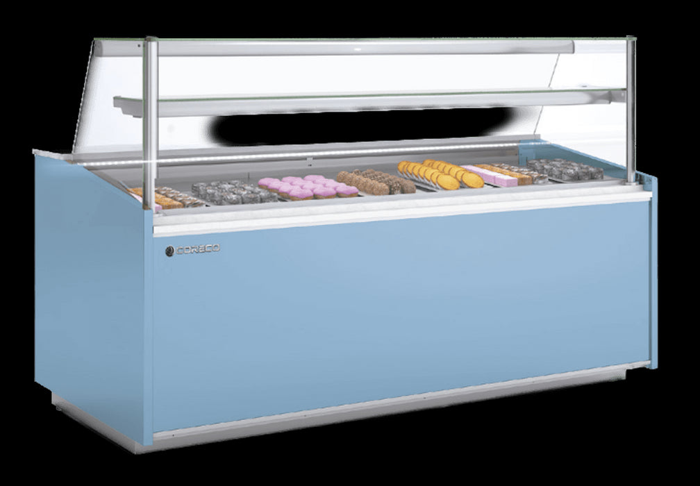 Vitrina pasteles refrigeración ventilada con estante y reserva cristal recto fondo 100 CORECO CVEGP-10-TF Delicatessen