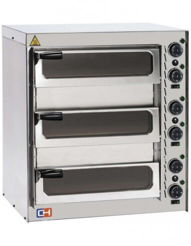 Horno Eléctrico de Pizza Compacto 3 pizza diámetro 35 cm AVEIRO FP52PV con puerta de cristal