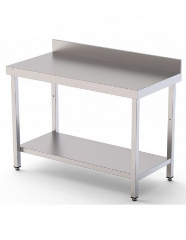 Mesa de Trabajo Acero inoxidable Mural Con 1 Estante 2800x700x850h mm WTW170280S1