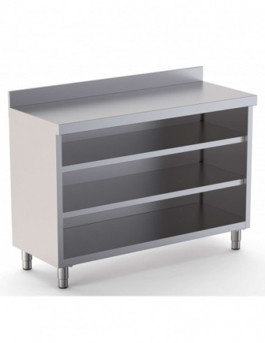 Mueble Estantería Acero Inoxidable Fondo 600 Con 2 Estantes 1500x600x1050h mm DT6001500S2