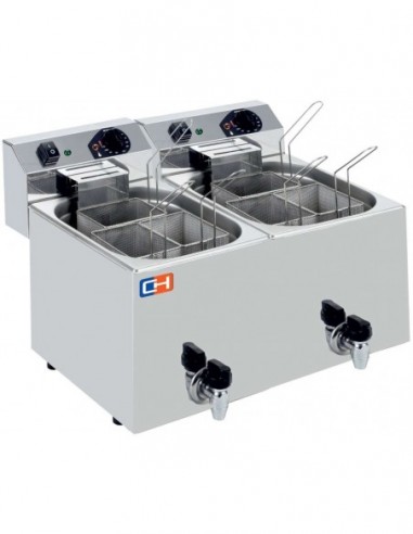 Cuecepasta Eléctrico Profesional 7+7 litros con 3+3 cestas 530x460x370h mm CP77L