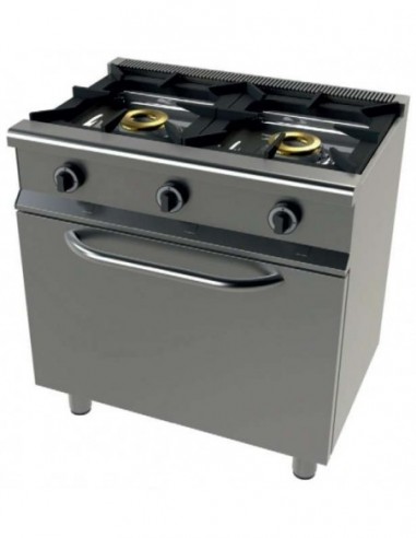 Cocina a gas 2 fuegos con horno ancho 80 fondo 55 JUNEX 6201/1