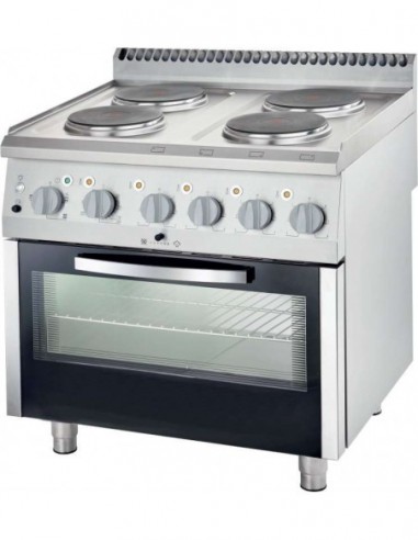 Cocina eléctrica 4 fuegos con horno ancho 80 fondo 70 9716000