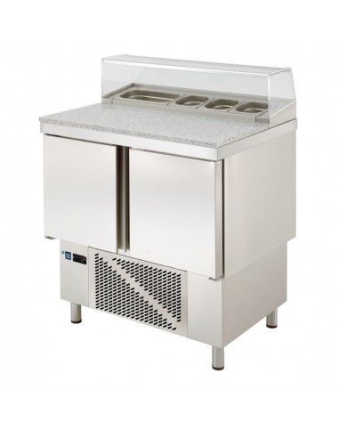 Mesa refrigerada compacta encimera granito y expositor ingredientes ancho 91 MRPGC-100E