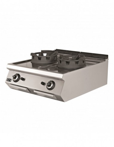 Cocina Wok a Gas Sobremesa 2 fuegos 2 x 18 kW 800x900x300h mm EMPPLS9WK020 Línea 900 Estambul