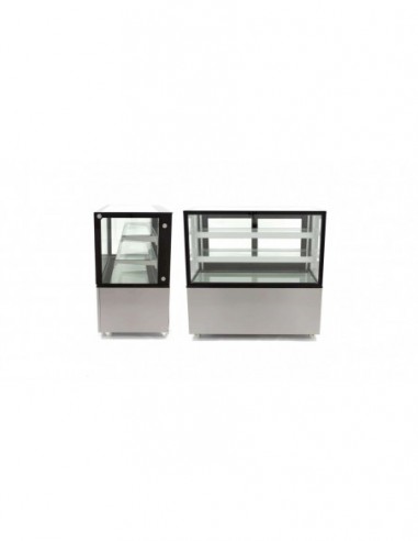 Vitrina Mostrador Refrigerada Ventilada Total Cristal Recto con 2 estantes de cristal 1215X675X1235h mm Línea Pekín XC1200Z