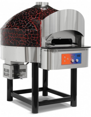 Horno de Pizza a Gas con Base de Piedra rotativa 6 pizzas de Diámetro 300 mm EMPSPO04 Línea Estambul