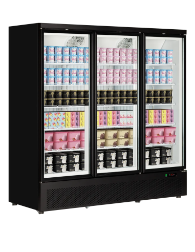 TEFCOLD Expositor congelador negro 3 puertas 1600 litros Atom Maxi F3DB