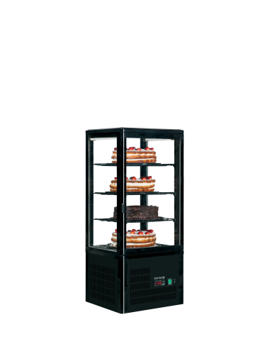 TEFCOLD Expositor refrigerado sobremostrador 4 caras cristal alto 100 cm UPD80-BLACK