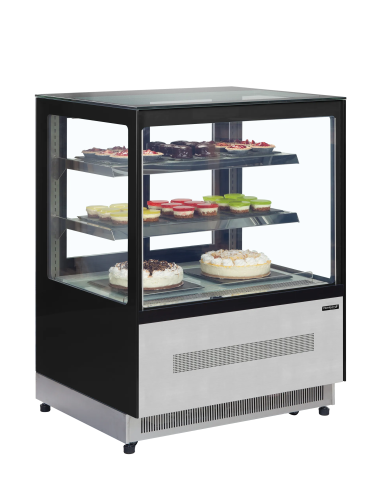 TEFCOLD Vitrina refrigerada cristal recto ancho 90 cm 2 estantes LPD900F/BLACK