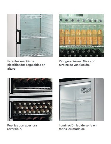 ▷Botellero Refrigerado Vertical 2 Medias Puertas EUROFRED FKG371/2P