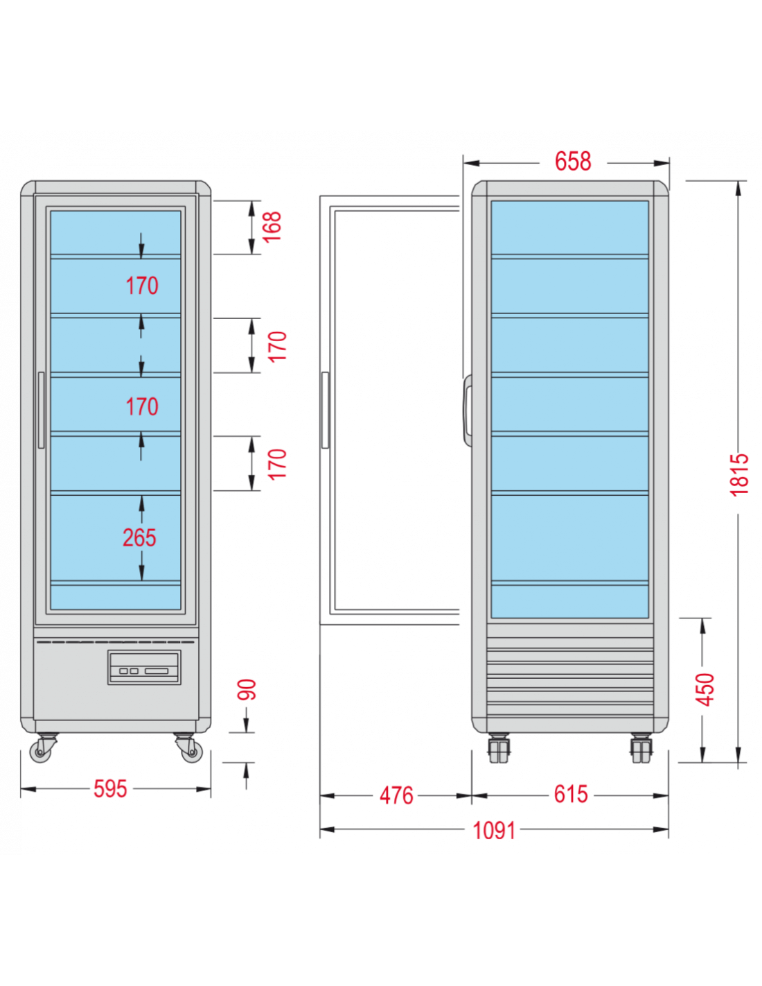 Expositor Congelador 4 Caras Cristal TECFRIGO Snelle 400 GBT