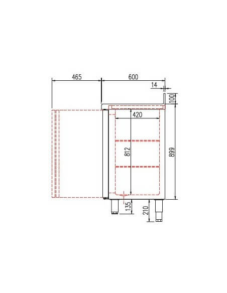Frente mostrador refrigerado puerta cristal CORECO sefm60-150 MEDIDAS