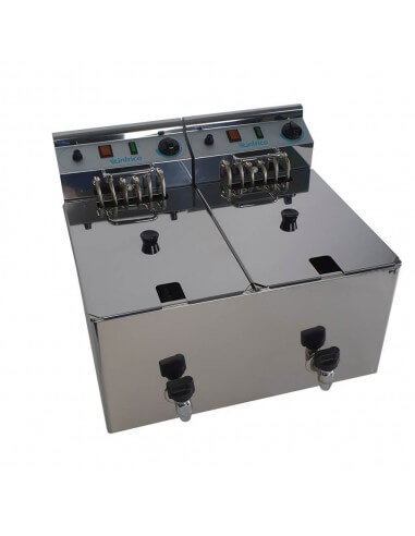 Freidora eléctrica trifásica 2 cubas con grifo 10+10 litros INFRICO FR1010LGT
