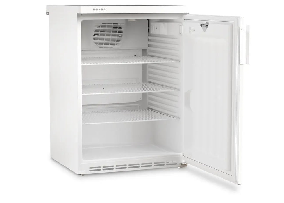 LIEBHERR Refrigerador blanco empotrable bajo encimera con enfriamiento por circulación de aire 171 Litros FKv 1800
