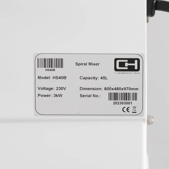 Amasadora Espiral 40 litros 3 kW PEKIN HS - 40 (HS40A - D) - FrigeriaHosteleria.com