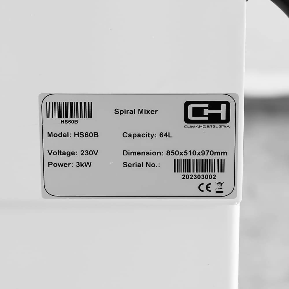 Amasadora Espiral 60 litros 3 kW PEKIN HS - 60 (HS60A - D) - FrigeriaHosteleria.com