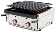 Barbacoa a gas piedra volcánica con parrilla pavonada ancho 60 fondo 60 60BAR - FrigeriaHosteleria.com