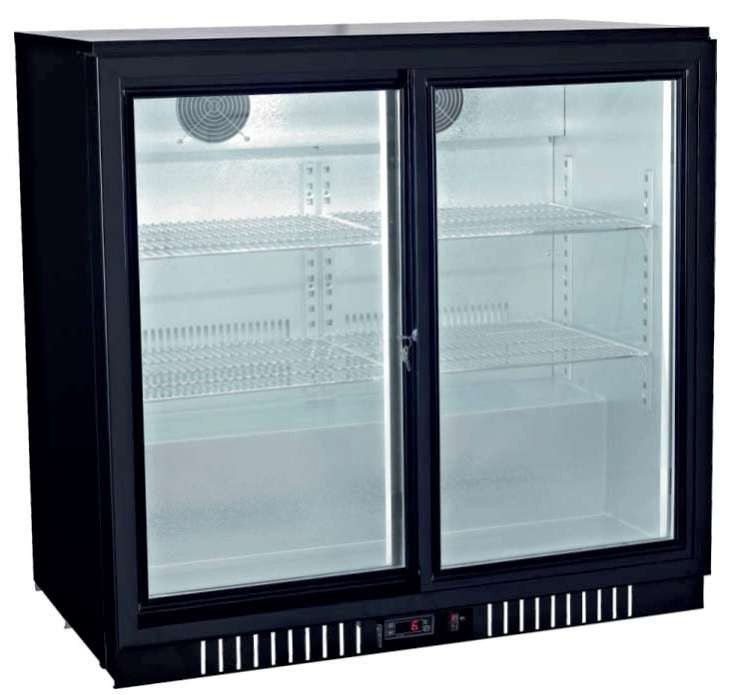 Botellero expositor refrigerado 2 puertas corredera ancho 90 BB - 2S - FrigeriaHosteleria.com