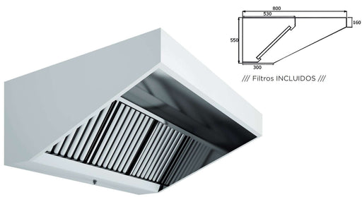 Campana techo bajo fondo 800 sin turbina ancho 150 A15080CMB - FrigeriaHosteleria.com