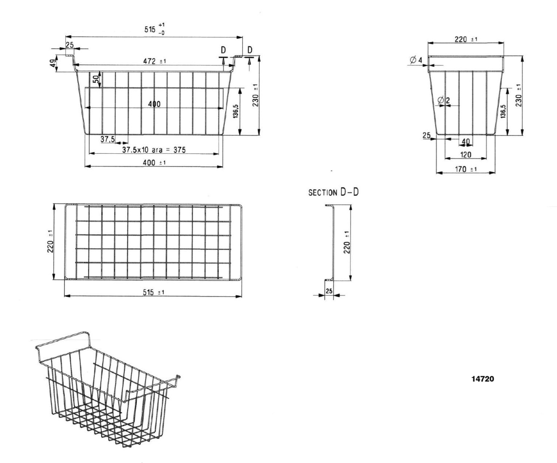 Cesta de alambre para arcón congelador FR205-605 / FR606 SL
