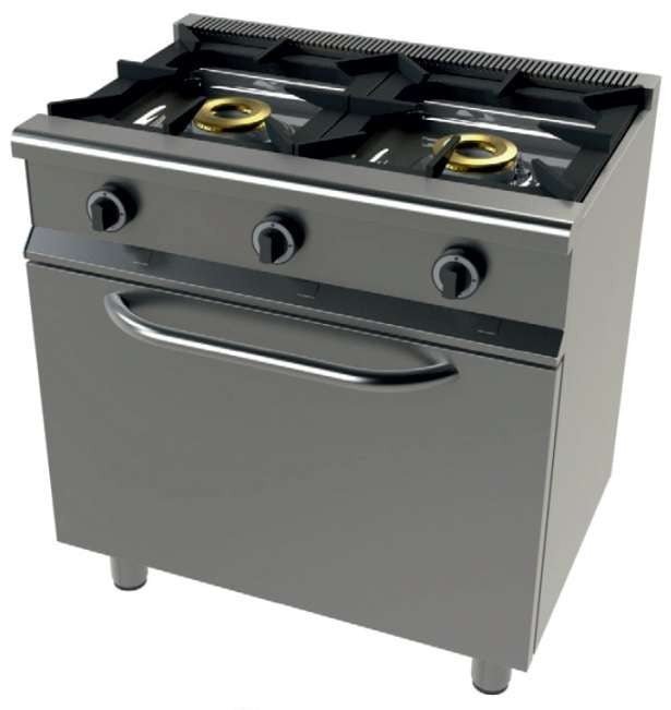 Cocina a gas 2 fuegos con horno ancho 80 fondo 55 JUNEX 6201/1 - FrigeriaHosteleria.com