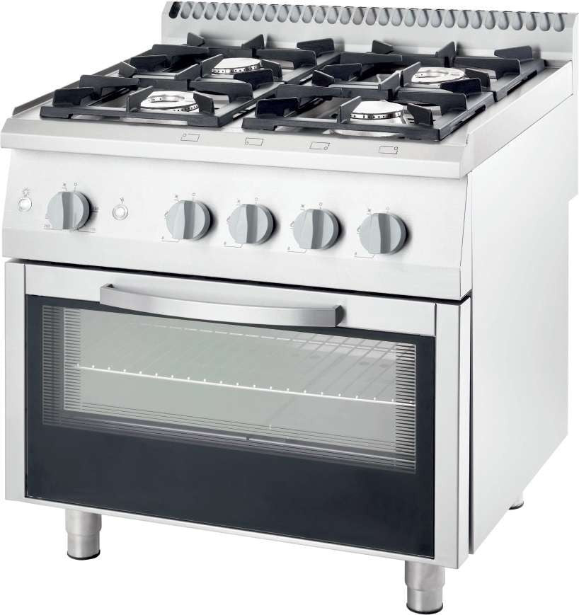 Cocina a gas 4 fuegos con horno a gas ancho 80 fondo 70 9710330 - FrigeriaHosteleria.com