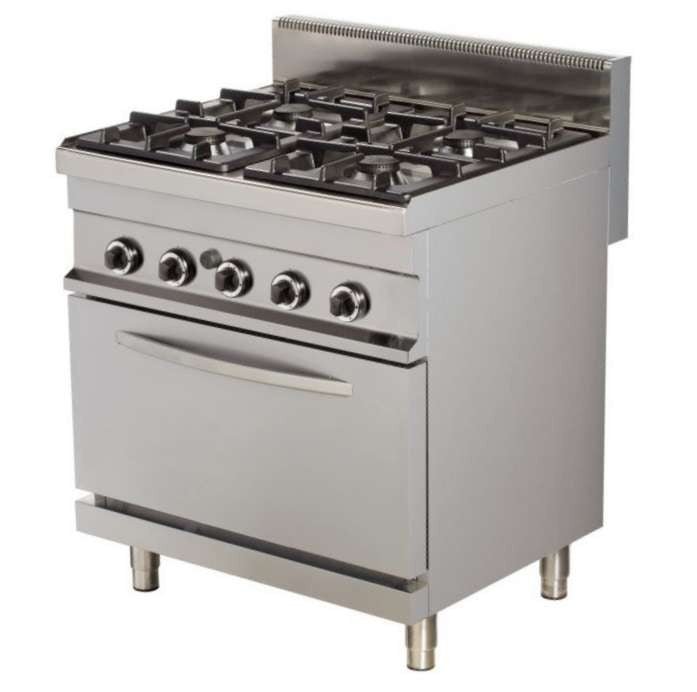 Cocina a gas 4 fuegos con horno ancho 80 fondo 70 mm GR722 - FrigeriaHosteleria.com